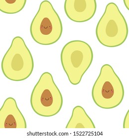 Avocado seamless pattern for print, fabric and organic, vegan, raw products packaging. Texture for eco and healthy food. Vector illustration