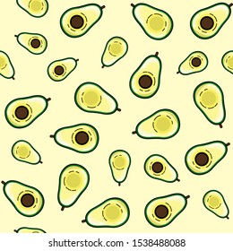 Avocado seamless pattern for print, fabric and organic, vegan, raw products packaging. Texture for eco and healthy food