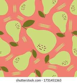 Avocado seamless pattern for print, fabric and organic, vegan, raw products packaging.