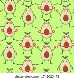 Avocado nahtlos Muster für Druck, Stoff und Bio, vegan, Rohprodukte Verpackung. Textur für ökologische und gesunde Lebensmittel. Vector-Abbildung.