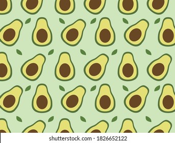 Avocado seamless pattern for print, fabric and organic, vegan, raw products packaging. Texture for eco and healthy food
