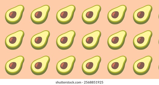Avocado seamless pattern for print, fabric and organic, vegan, raw products packaging. Texture for eco and healthy food