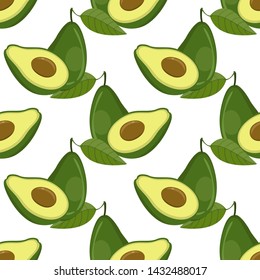 Avocado seamless pattern for print and organic, vegan, raw products packaging. Texture for eco and healthy food