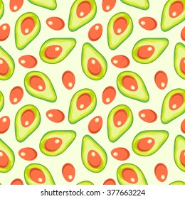 Avocado seamless pattern print tropical, exotic natural fruit background, organic,  vegan food illustration