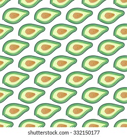 Avocado. Seamless pattern with spiral avocados. Vector vegetable illustration - swatch inside