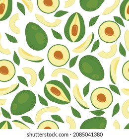 Avocado seamless pattern. Texture for eco and healthy food. Modern, trend