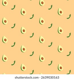 Avocado seamless pattern. Trendy summer background. Vector illustration cartoon flat style