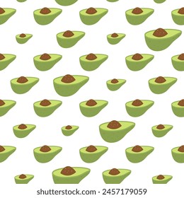 Patrón sin costuras de aguacate. Fondo tropical de la mitad de la fruta fresca sin fin. Vector plano dibujado a mano ilustración.