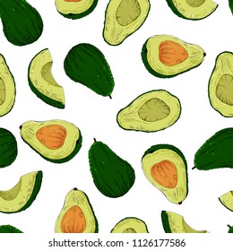 Avocado seamless pattern, vector