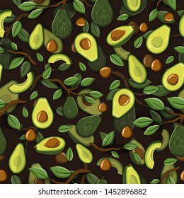 
Avocado Seamless Pattern, vector Background for fabric textile, banners and print