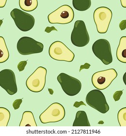 Avocado seamless pattern, avocado vector background.