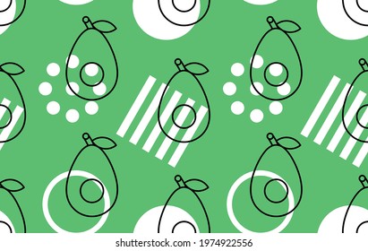 Avocado seamless pattern. Vector hand drawn illustration