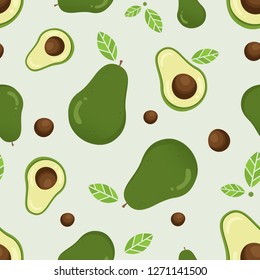 Avocado seamless pattern. Seamless vector pattern with avocado. Healthy food, Avocado fruit background