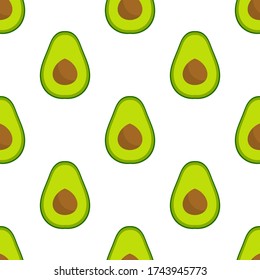 Avocado seamless pattern. Vector illustration.