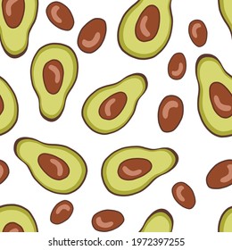 Avocado. Seamless pattern. Vector illustration