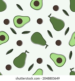 avocado seamless pattern, avocado vector illustration