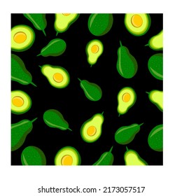 avocado seamless pattern vector image on black background