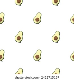 Avocado seamless pattern. Vegan organic eco fruit background. vector illustration.