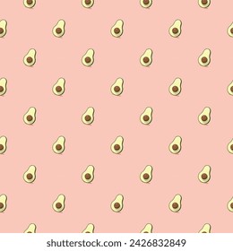 Avocado seamless pattern. Vegan organic eco fruit background. vector illustration.