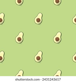 Avocado seamless pattern. Vegan organic eco fruit background. vector illustration.