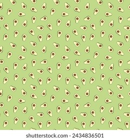 Avocado seamless pattern. Vegan organic eco fruit background. vector illustration.