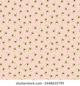 Avocado seamless pattern. Vegan organic eco fruit background. vector illustration.