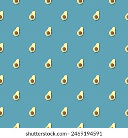Patrón sin costuras de aguacate. Fondo de fruta ecológica orgánica vegana. Ilustración vectorial.