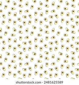 Avocado seamless pattern. Vegan organic eco fruit background. vector illustration.