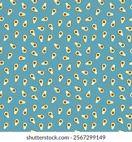 Avocado seamless pattern. Vegan organic eco fruit background. vector illustration.