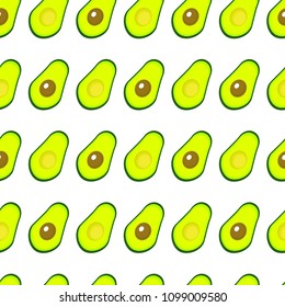 Avocado seamless pattern. Whole and cut avocado vector background for print