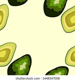 Avocado seamless pattern. Whole and sliced avocado. Original simple flat illustration. Shabby style.