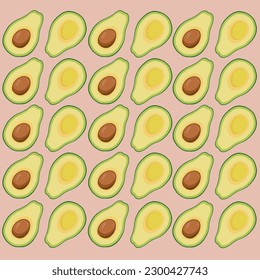 Avocado seamless pattern.Applicable for fruit juice advertising. Vector illustration, merchandise design, pattern design,poster design, etc.