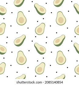 Avocado seamless vector pattern background for wallpaper, wrapping, packing, texture and backdrop. Cute fruit character, Seamless Kawaii Avocados Pattern.