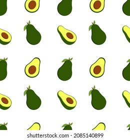 Avocado seamless vector pattern background for wallpaper, wrapping, packing, texture and backdrop. Cute fruit character, Seamless Kawaii Avocados Pattern.