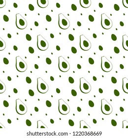 Avocado seamless vector pattern with concept of healthy eating. Food texture.