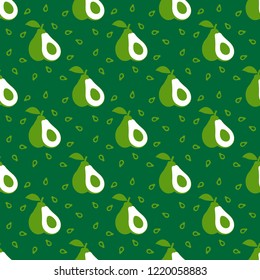 Avocado seamless vector pattern with illustrator.concept of healthy eating. Food texture.