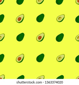 Avocado seamless vector pattern on a yellow background
