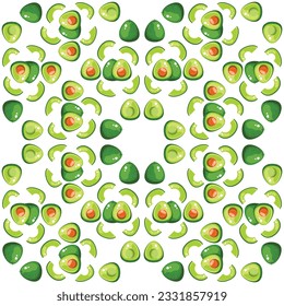 Avocado seamless vector pattern. Trendy childish pattern for decoration design, poster, textile. Simple vector illustration with vegetarian healthy food