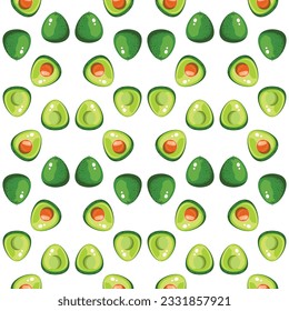 Avocado seamless vector pattern. Trendy childish pattern for decoration design, poster, textile. Simple vector illustration with vegetarian healthy food