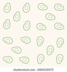 Avocado seamless vector pattern. Trendy childish pattern for decoration design, poster, textile. Simple vector illustration with vegetarian healthy fo