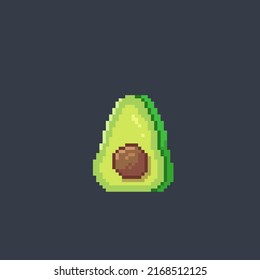 avocado with seed inside in pixel art style
