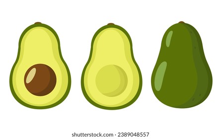 el aguacate se aísla sobre un fondo blanco. aguacate en sección transversal