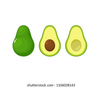 Avocado set on white Background