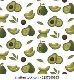 avocado set pattern seamless eco fresh yummy vegan green vegetable fruit food on white 