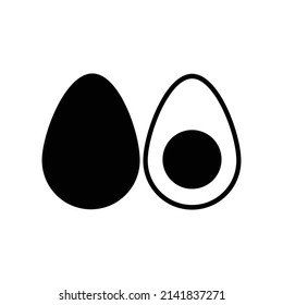 Avocado Silhouette Black and White Illustration Icon on Isolated White Background Suitable for Berry, Mexico, Fruit Icon