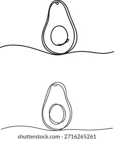 Conjunto de ilustración de fruta mínima de línea continua de Vector de silueta de aguacate