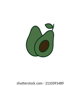 Avocado simple color icon vector illustration 