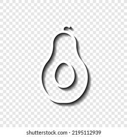Avocado simple icon vector. Flat design. White with shadow on transparent grid. 