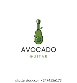 Aguacate simple diseño moderno del logotipo con el logotipo de la guitarra, bueno para el negocio de la fruta y de la música