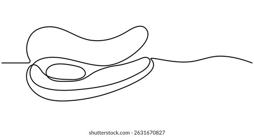 Icono de una sola línea de aguacate, continuo de una sola línea mínima de dibujo de aguacate, bosquejo y diseño de garabatos. Ilustración vectorial de dibujo de línea continua de aguacate. fondo blanco.